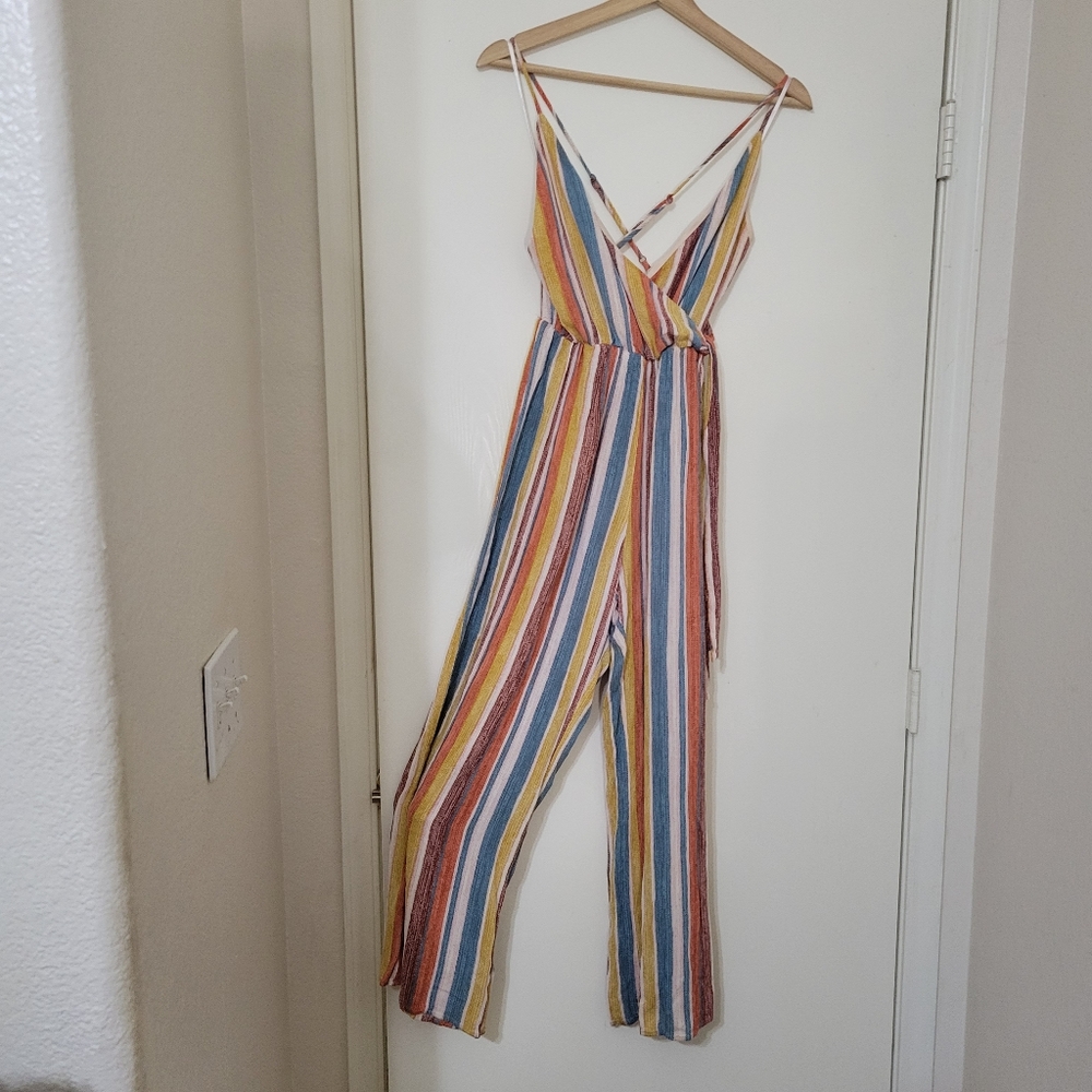 Again Jumpsuit Spaghetti Straps Multicolored Striped - Picture 2 of 6